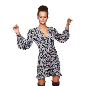 Miss Selfridge ASOS Floral Rouched Puff Sleeve Mini Dress Party Wedding Summer
